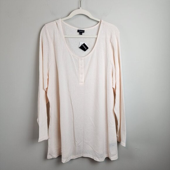 Torrid sz 4 / 4X women waffle knit snap front henley top shirt NRE - Picture 1 of 11